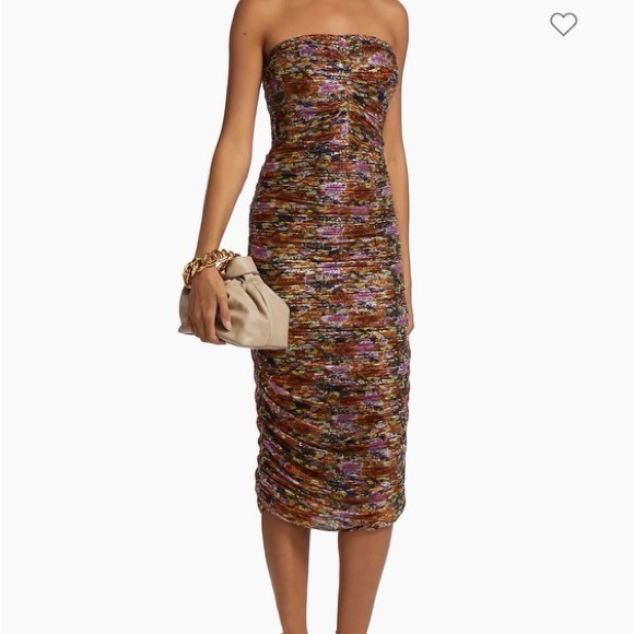 NWT Ramy Brook strapless Claire metallic floral midi-dress size 4 - Picture 1 of 6